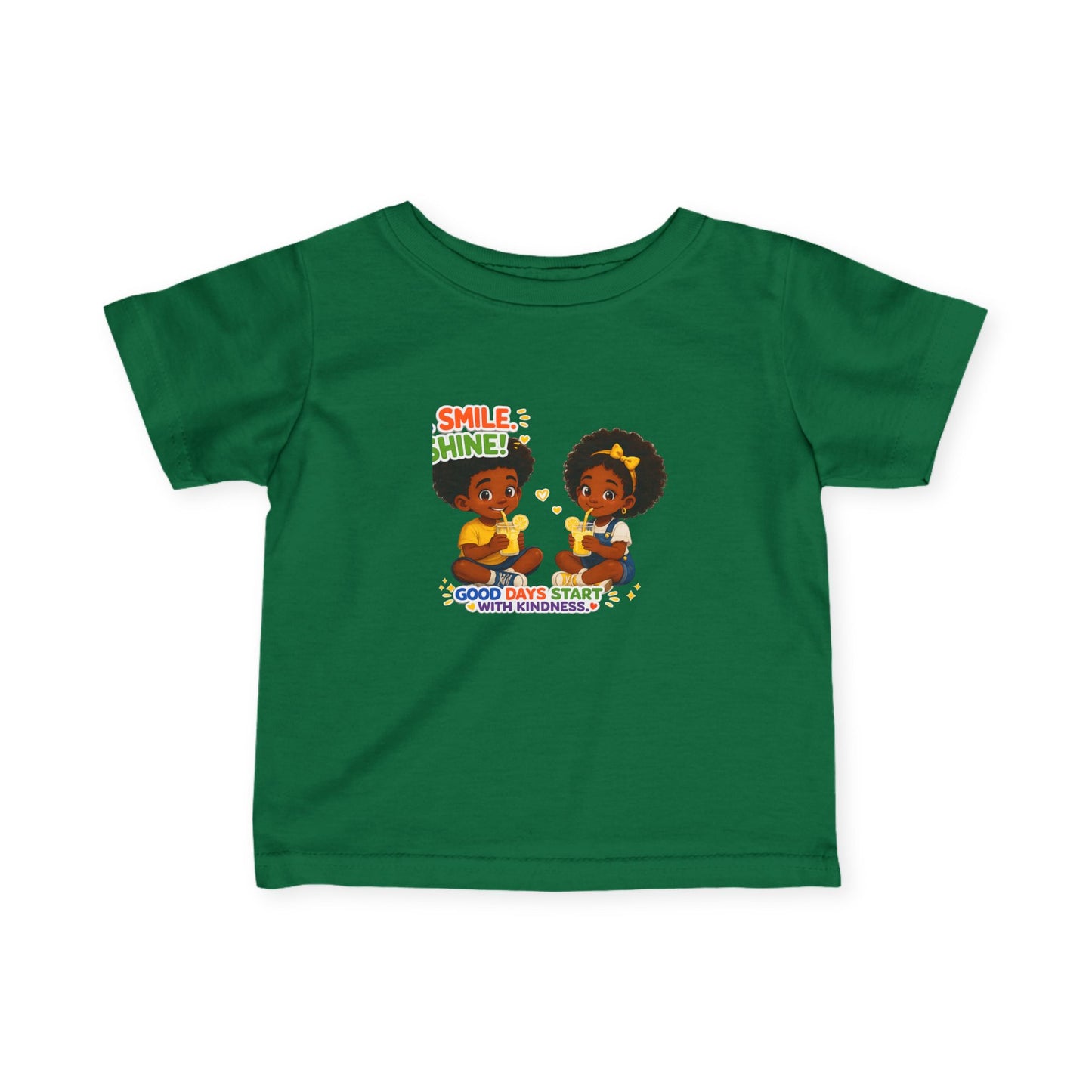 Infant Tee — "Smile, Shine! Good Days Start With Breakfast" Cute African American Kids Graphic