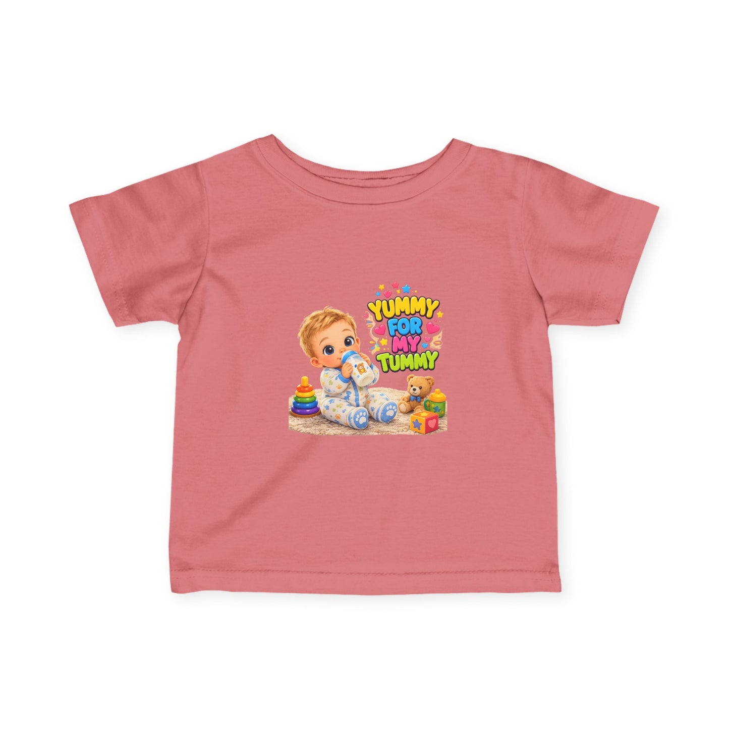 Infant Tee — Cute Baby 'Yummy For My Tummy' Feeding Graphic