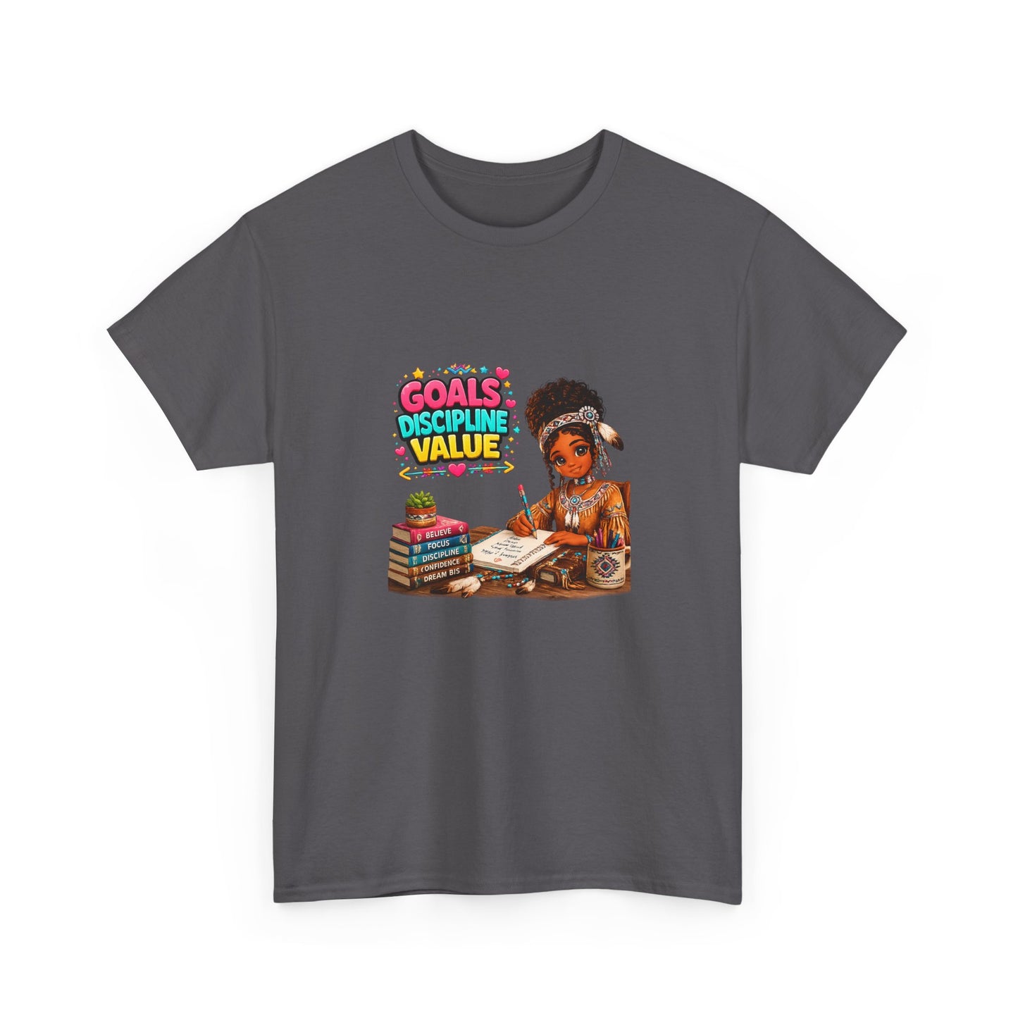 Motivational Study T-Shirt — "Goals, Discipline, Value" Graphic Tee for Students & Learners