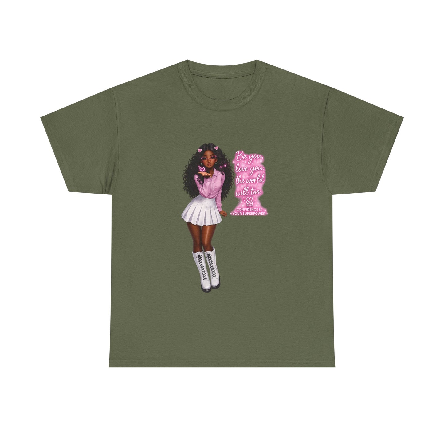 Afro Pink Cheerleader Tee – "Queen" Graphic Cotton T-Shirt