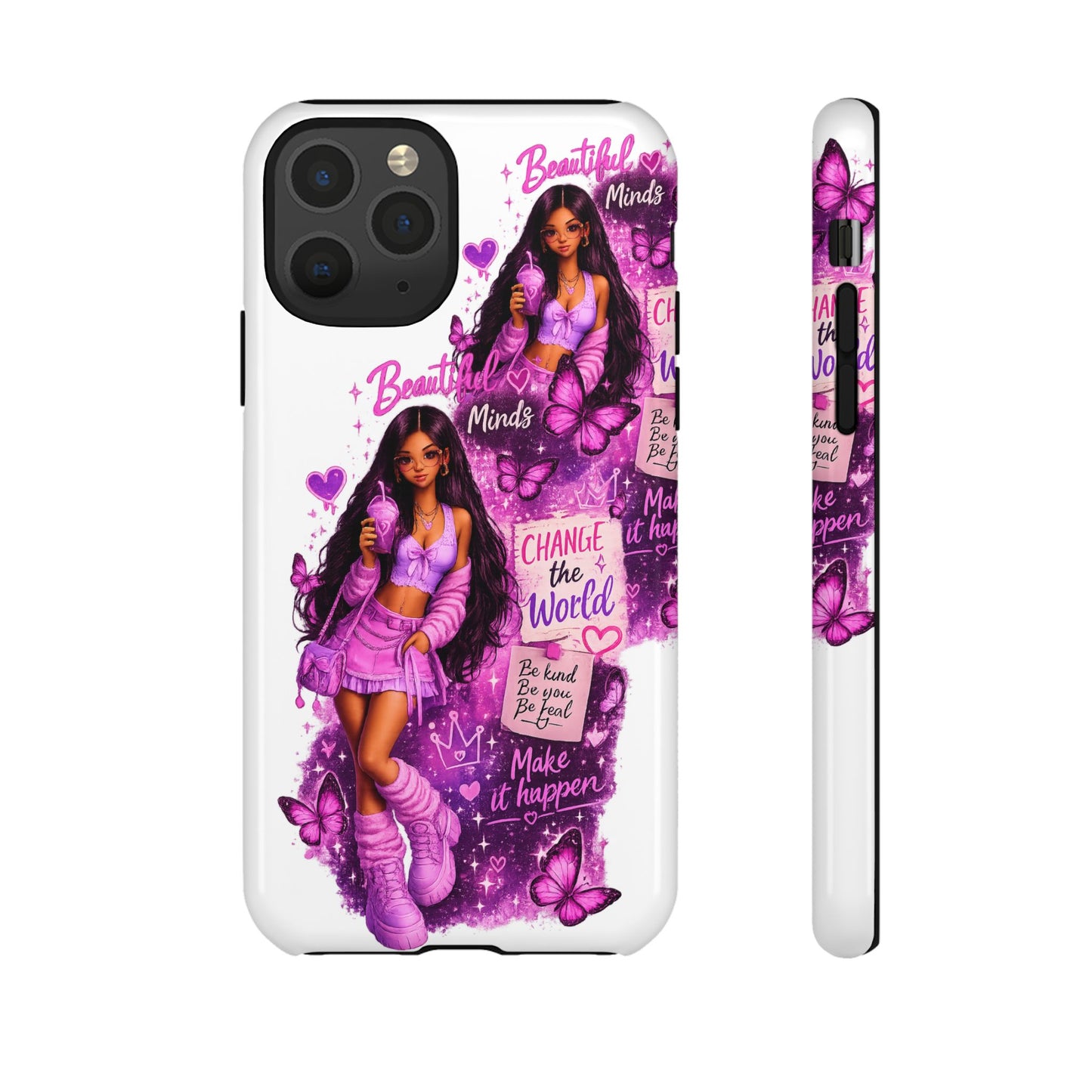 Empowered Girl Phone Case — Pink Butterfly ‘Change the World’ Design