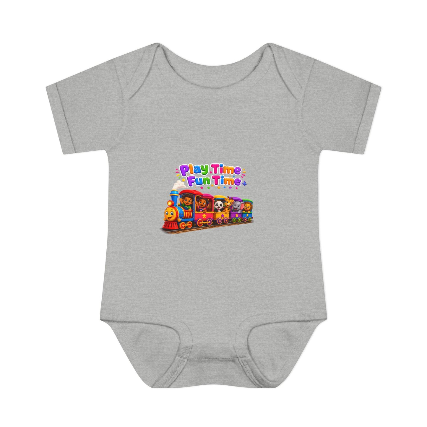 Play Time Fun Time Train Baby Bodysuit — Colorful Infant Onesie
