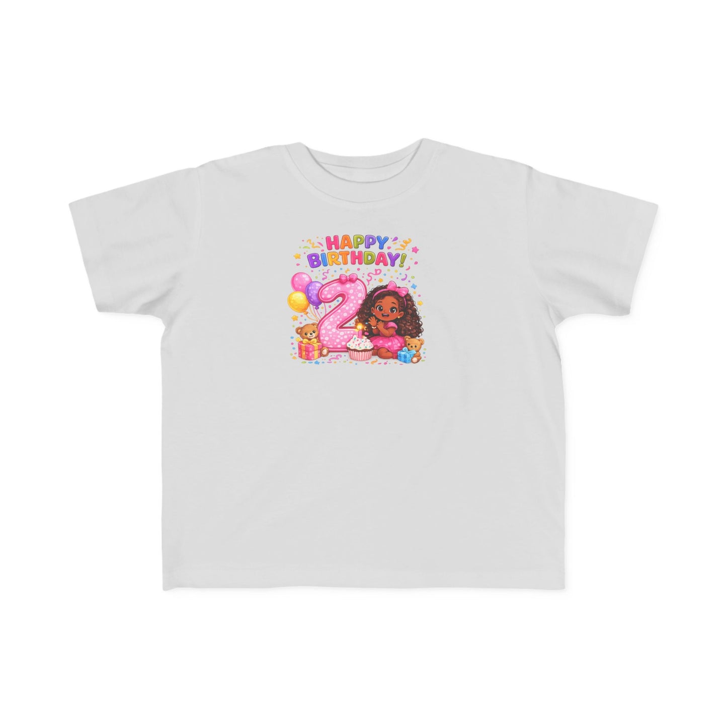 Toddler Birthday Tee — "Happy Birthday 2" Girl Balloon Party Shirt