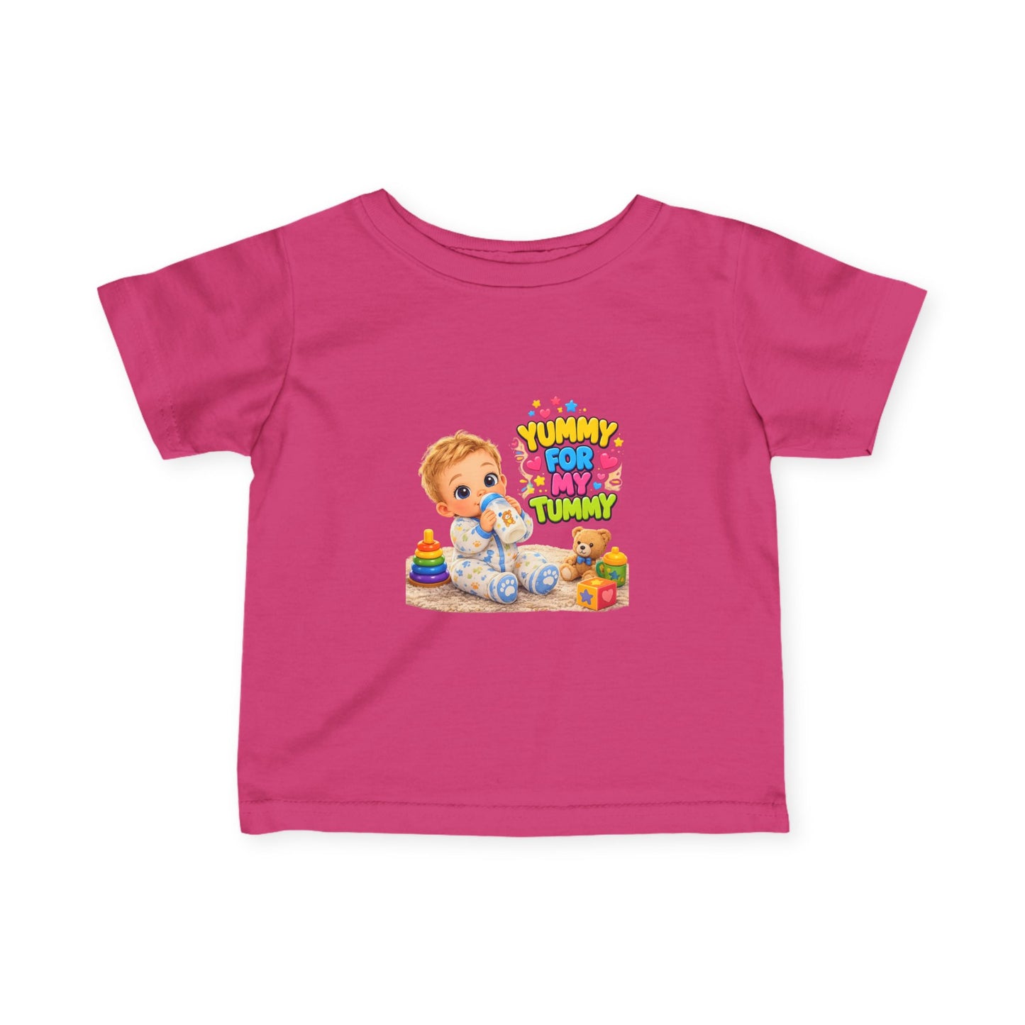 Infant Tee — Cute Baby 'Yummy For My Tummy' Feeding Graphic