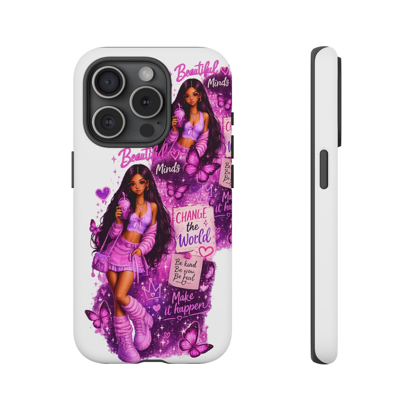 Empowered Girl Phone Case — Pink Butterfly ‘Change the World’ Design