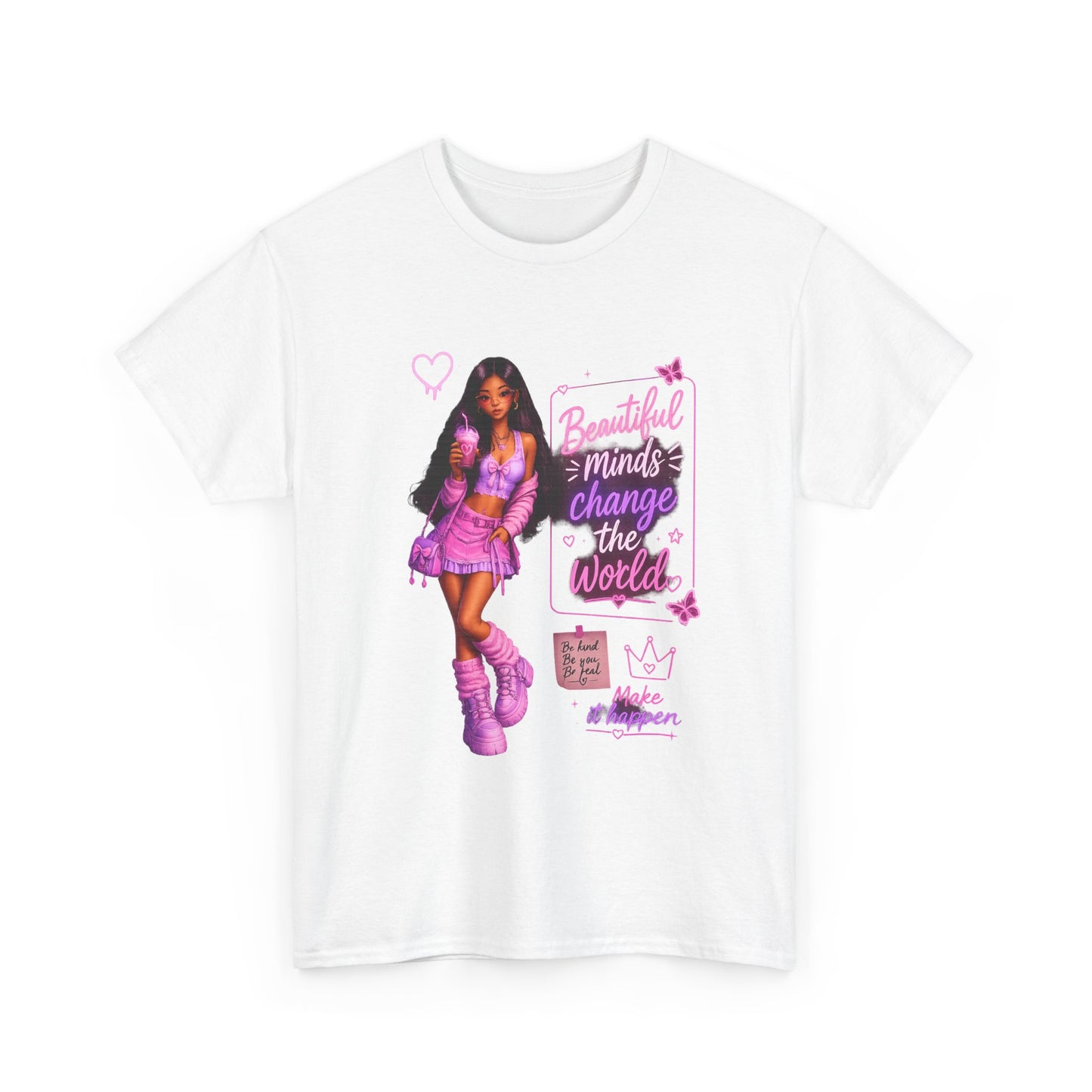 Beautiful Minds Change the World Tee - Pink Barbiecore Graphic Shirt