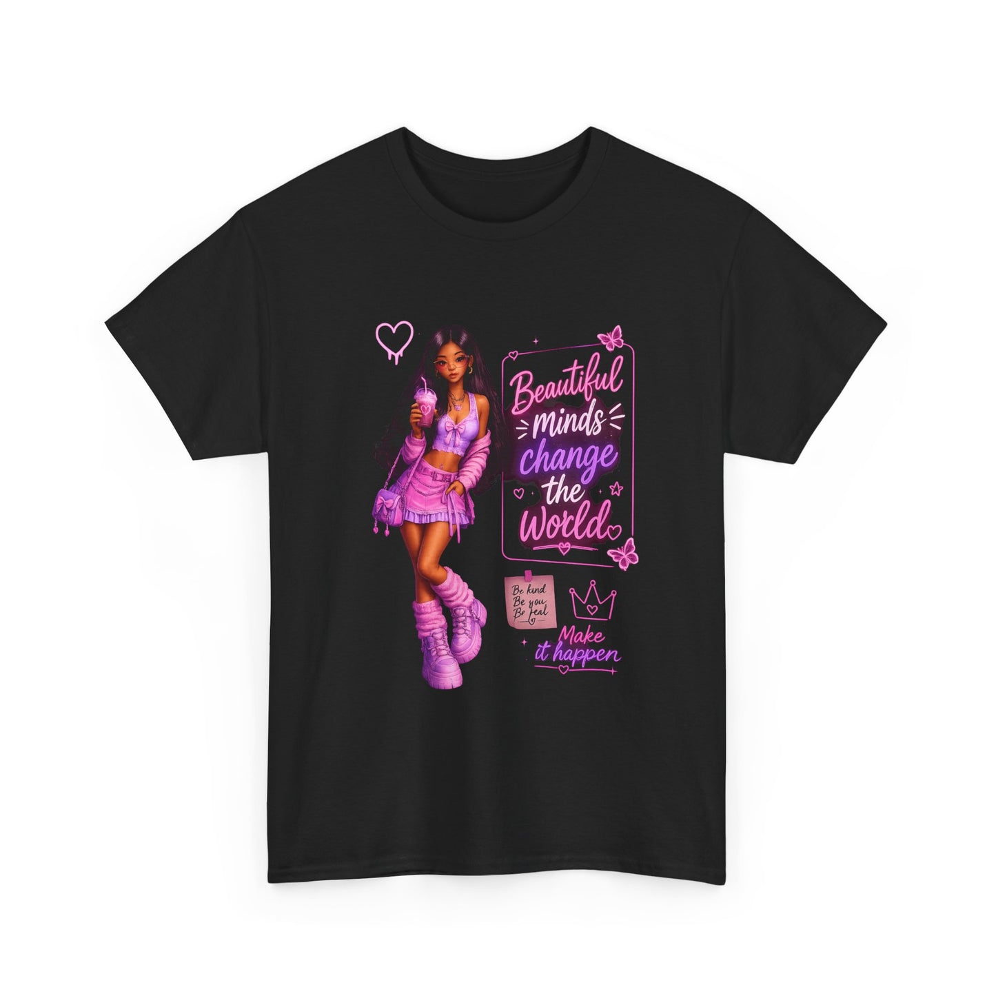 Beautiful Minds Change the World Tee - Pink Barbiecore Graphic Shirt