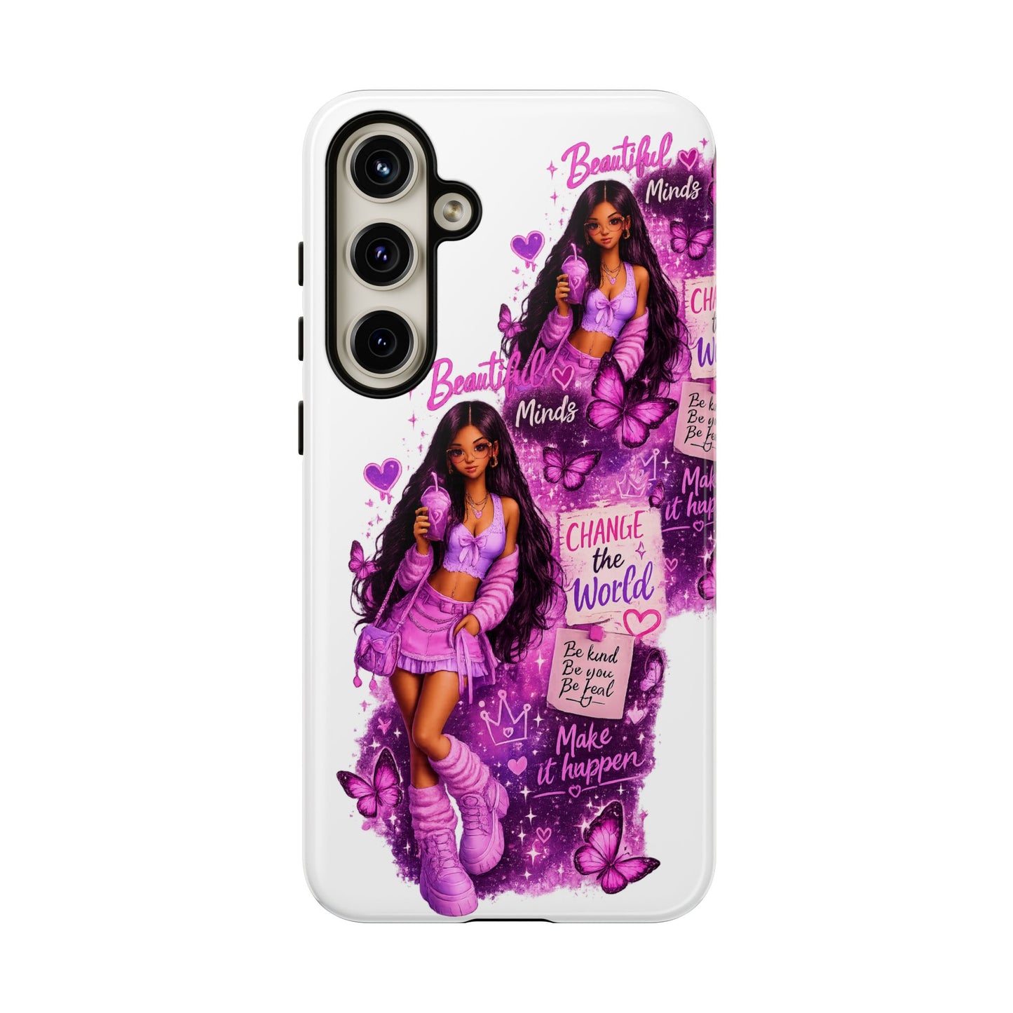 Empowered Girl Phone Case — Pink Butterfly ‘Change the World’ Design