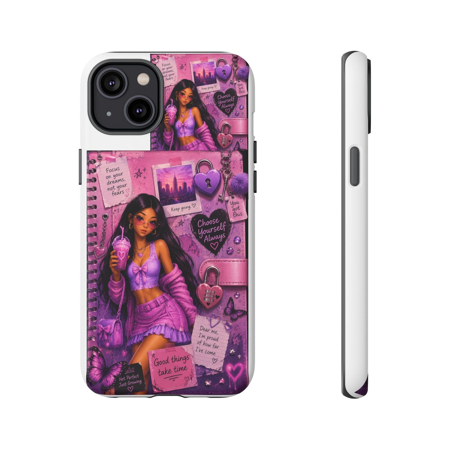 Purple Aesthetic Phone Case — Girl Collage 'Choose Yourself' Design