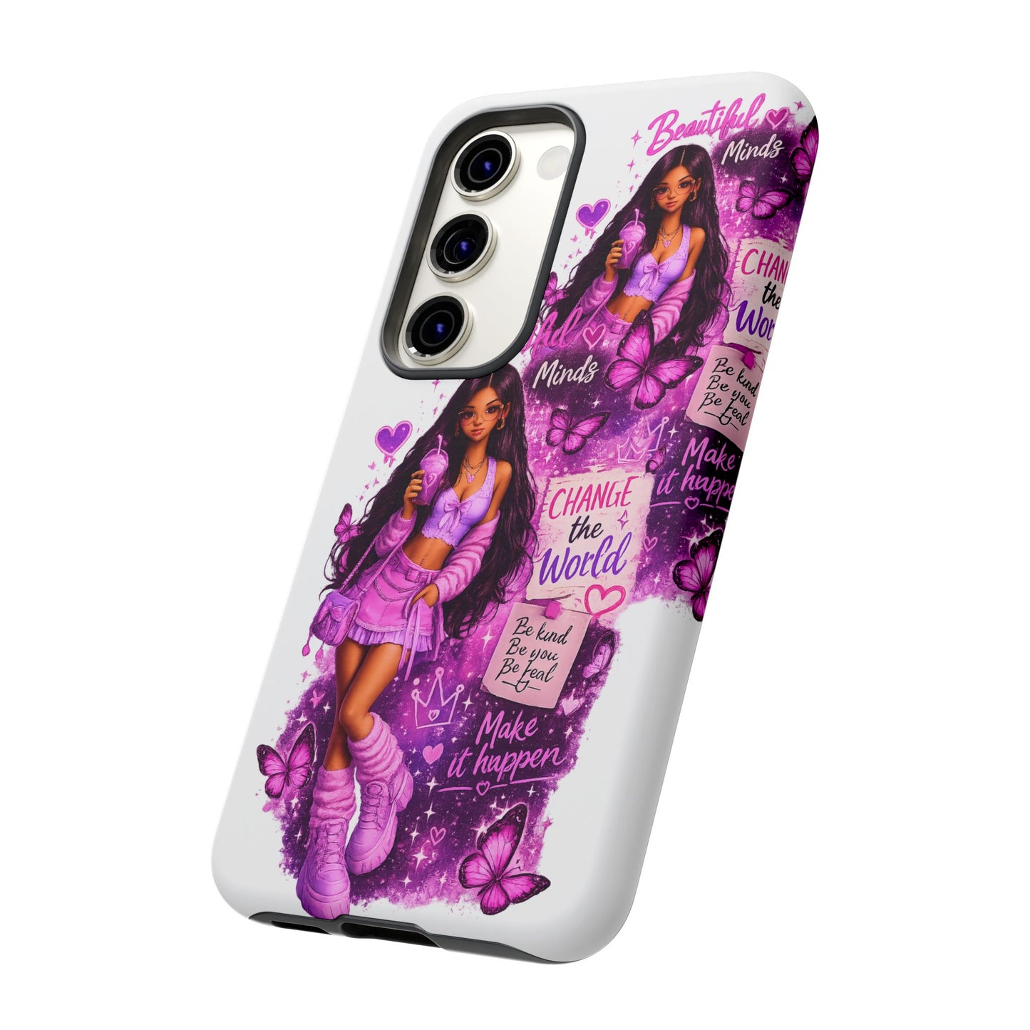 Empowered Girl Phone Case — Pink Butterfly ‘Change the World’ Design