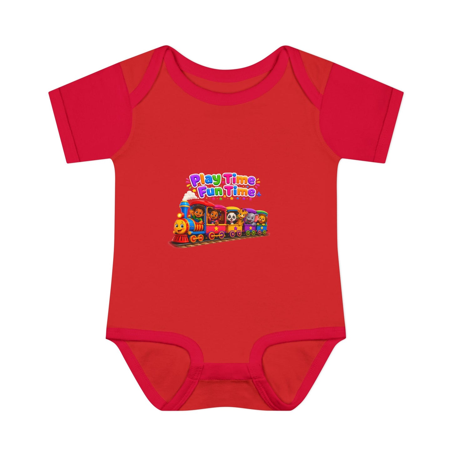 Play Time Fun Time Train Baby Bodysuit — Colorful Infant Onesie