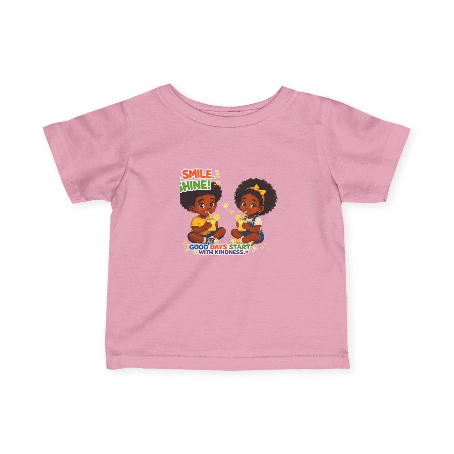 Infant Tee — "Smile, Shine! Good Days Start With Breakfast" Cute African American Kids Graphic