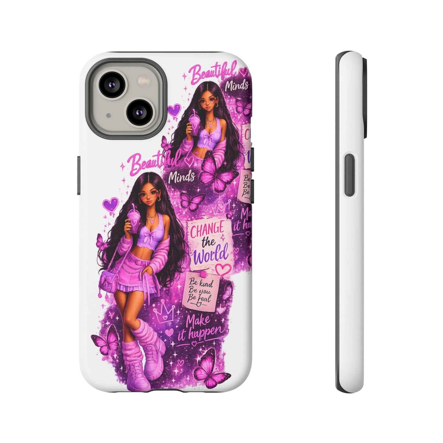 Empowered Girl Phone Case — Pink Butterfly ‘Change the World’ Design
