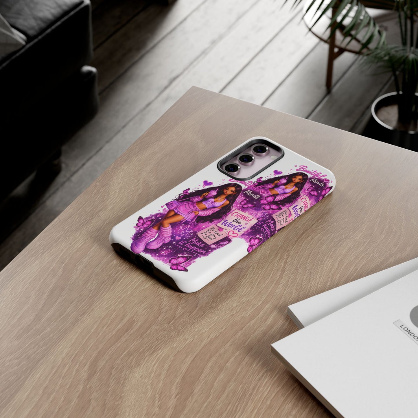 Empowered Girl Phone Case — Pink Butterfly ‘Change the World’ Design