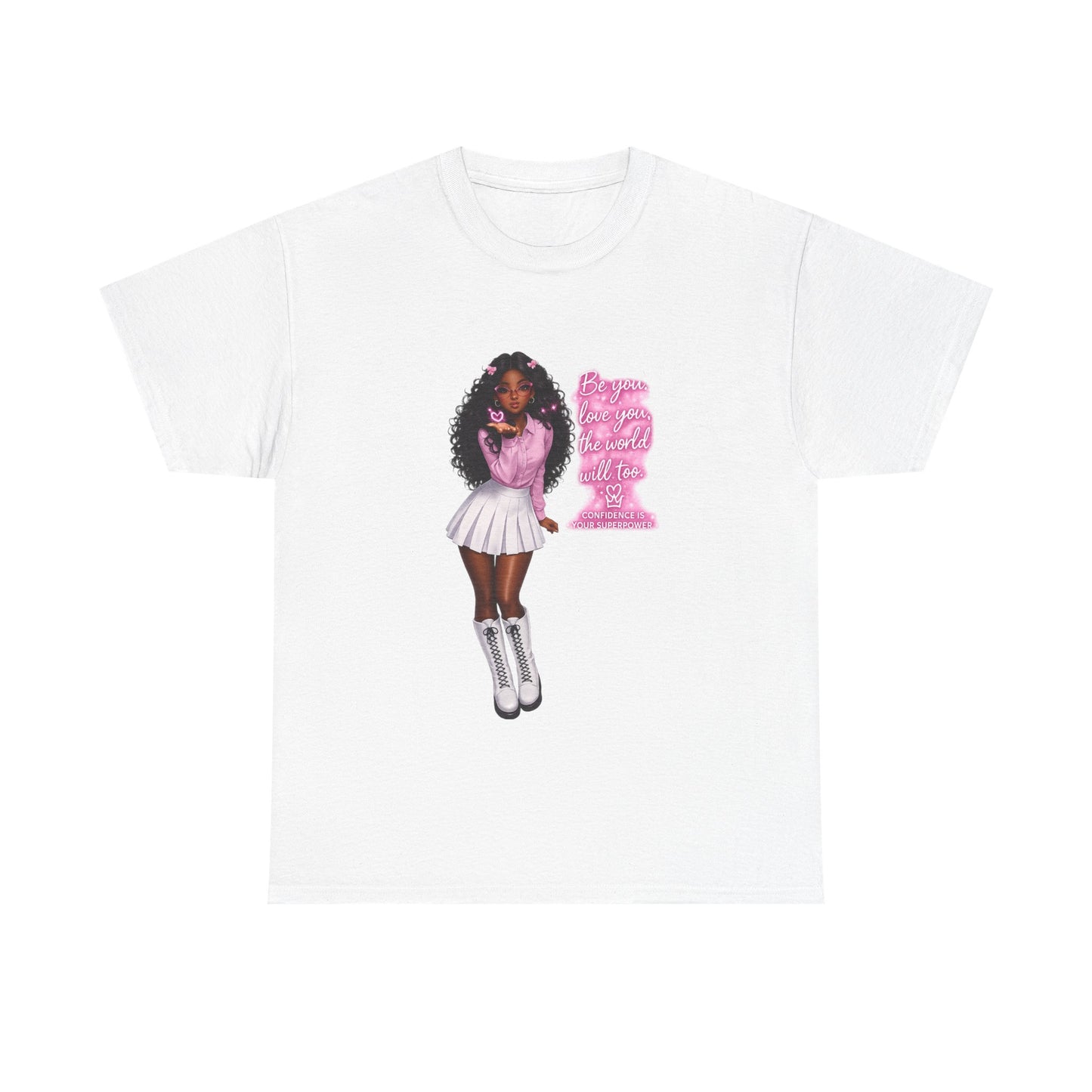 Afro Pink Cheerleader Tee – "Queen" Graphic Cotton T-Shirt