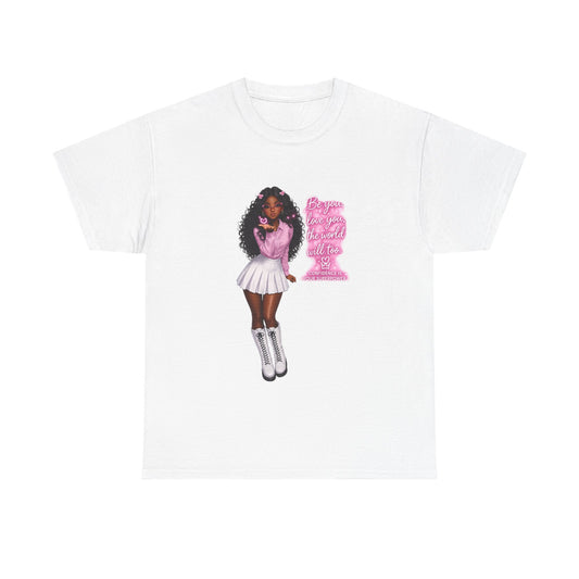 Afro Pink Cheerleader Tee – "Queen" Graphic Cotton T-Shirt