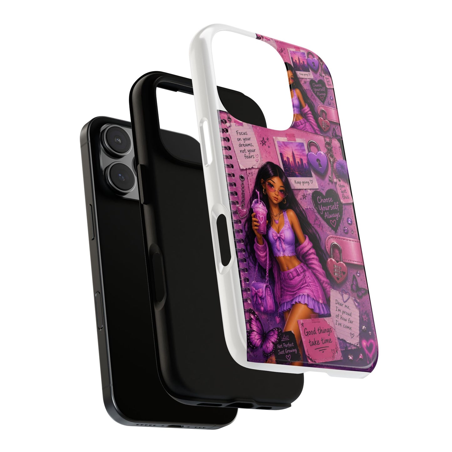Purple Aesthetic Phone Case — Girl Collage 'Choose Yourself' Design