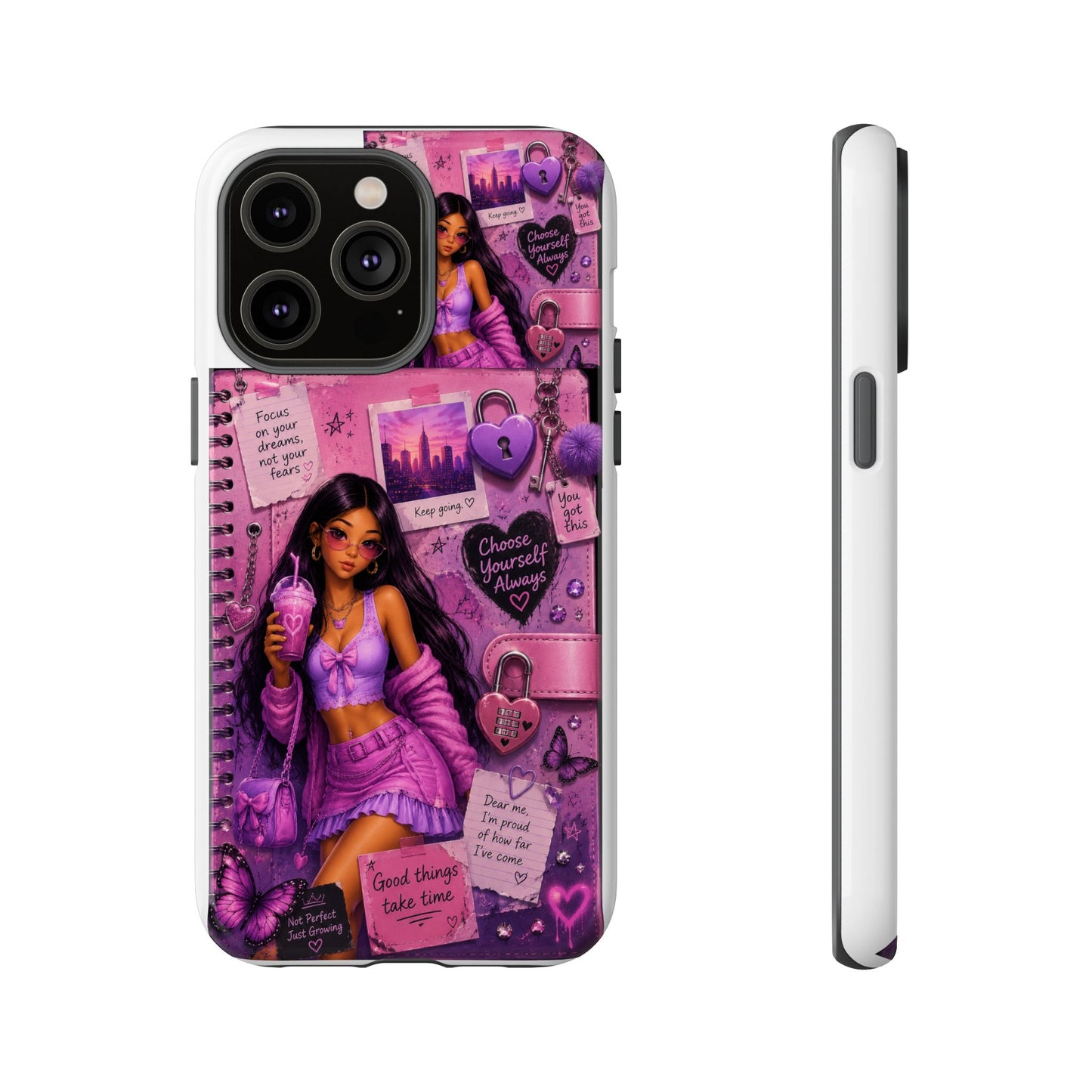 Purple Aesthetic Phone Case — Girl Collage 'Choose Yourself' Design