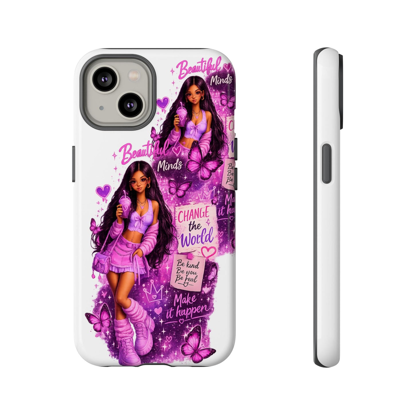 Empowered Girl Phone Case — Pink Butterfly ‘Change the World’ Design