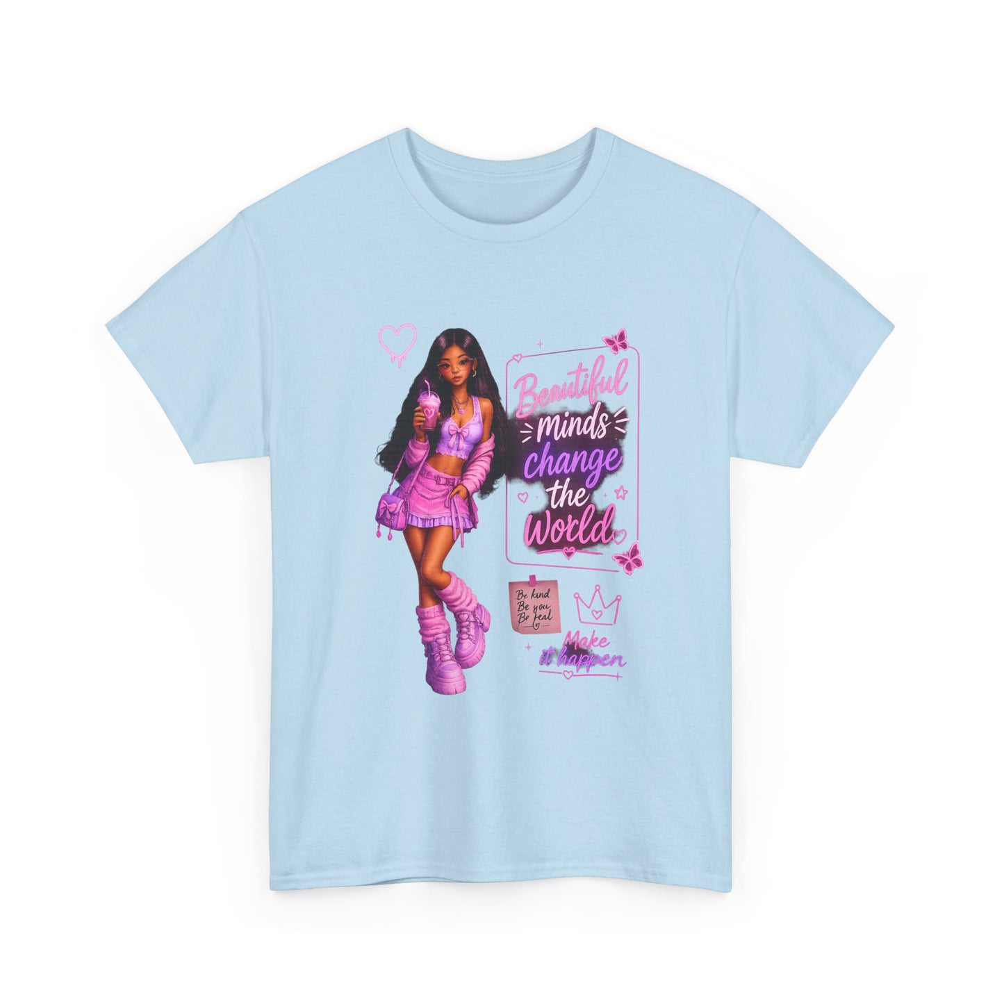 Beautiful Minds Change the World Tee - Pink Barbiecore Graphic Shirt