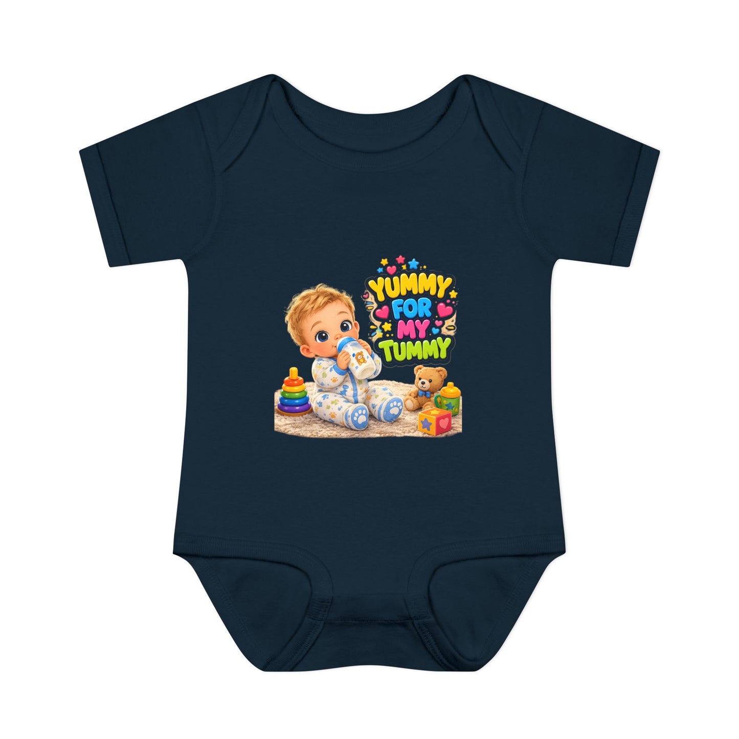 Yummy for My Tummy Baby Bodysuit — Cute Infant Feeding Onesie