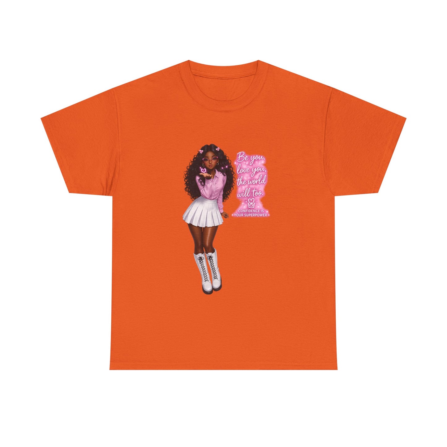 Afro Pink Cheerleader Tee – "Queen" Graphic Cotton T-Shirt
