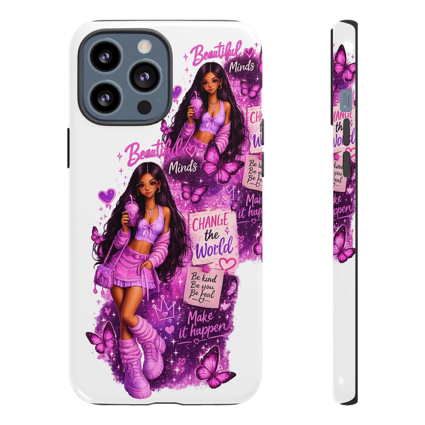 Empowered Girl Phone Case — Pink Butterfly ‘Change the World’ Design
