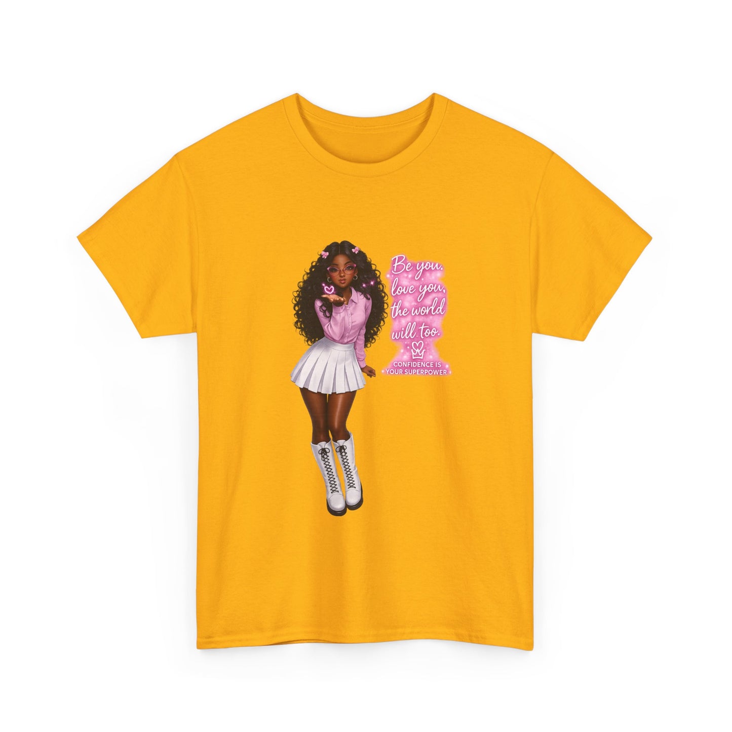 Afro Pink Cheerleader Tee – "Queen" Graphic Cotton T-Shirt