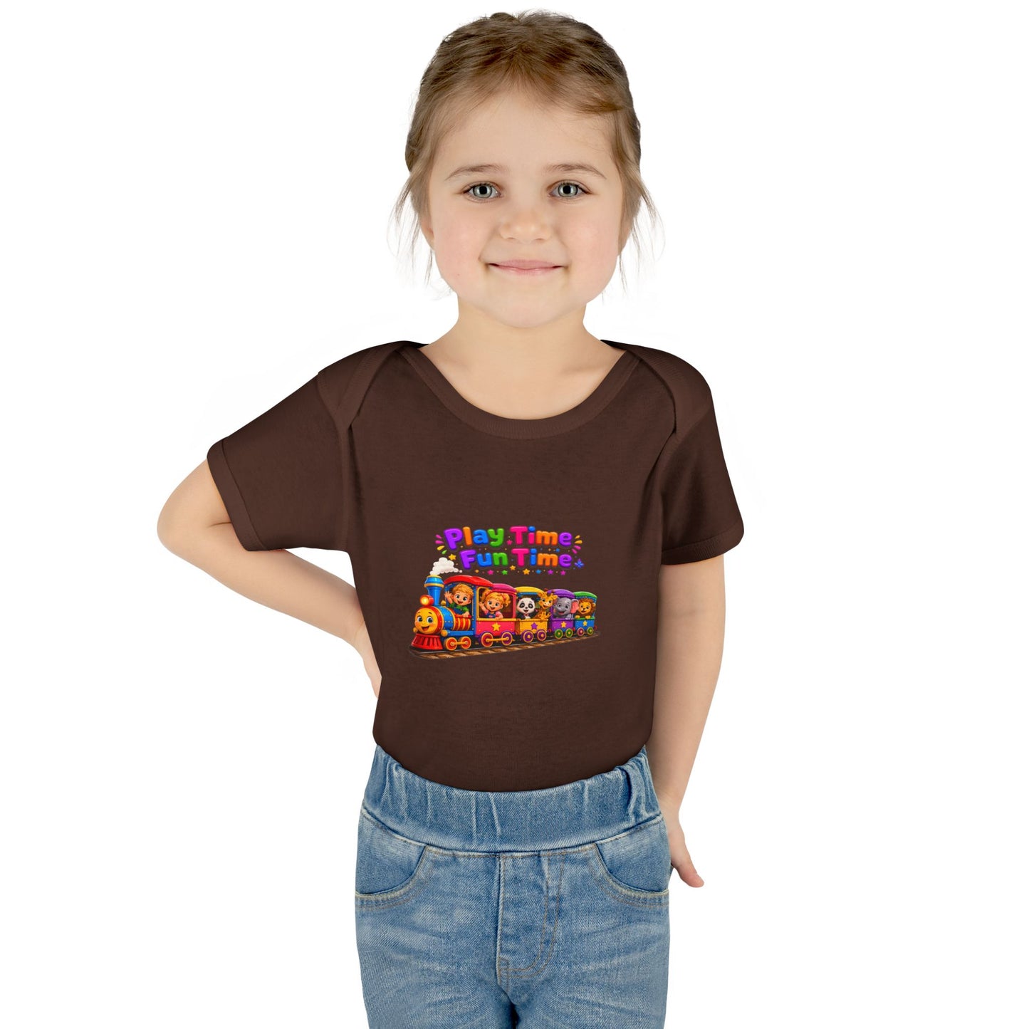 Play Time Fun Time Baby Bodysuit — Colorful Train Infant Onesie
