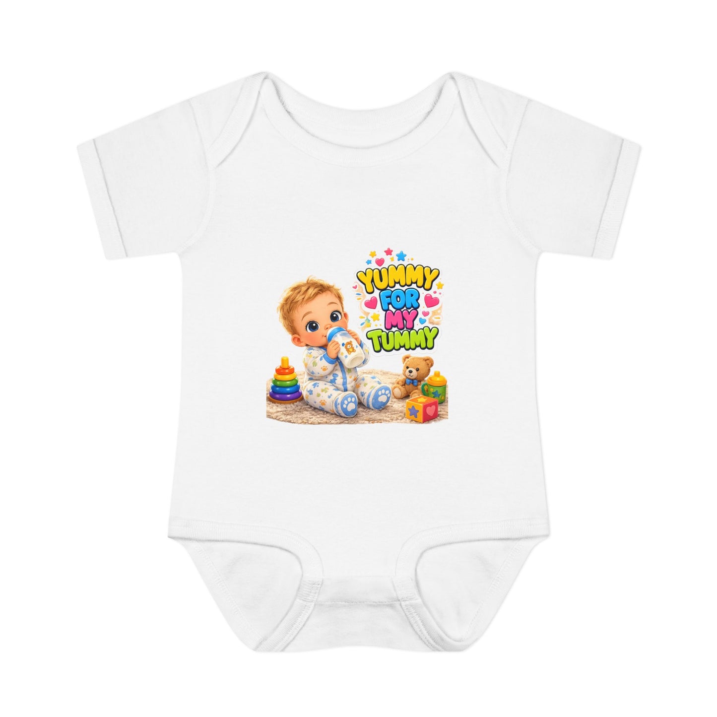 Yummy for My Tummy Baby Bodysuit — Cute Infant Feeding Onesie