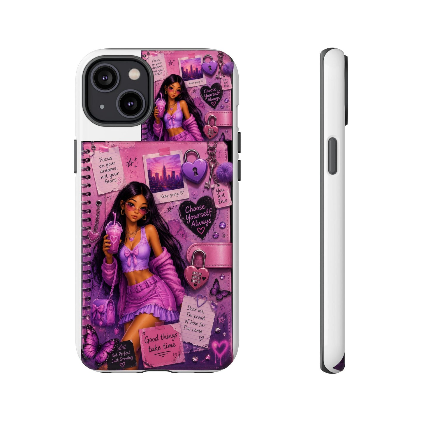 Purple Aesthetic Phone Case — Girl Collage 'Choose Yourself' Design