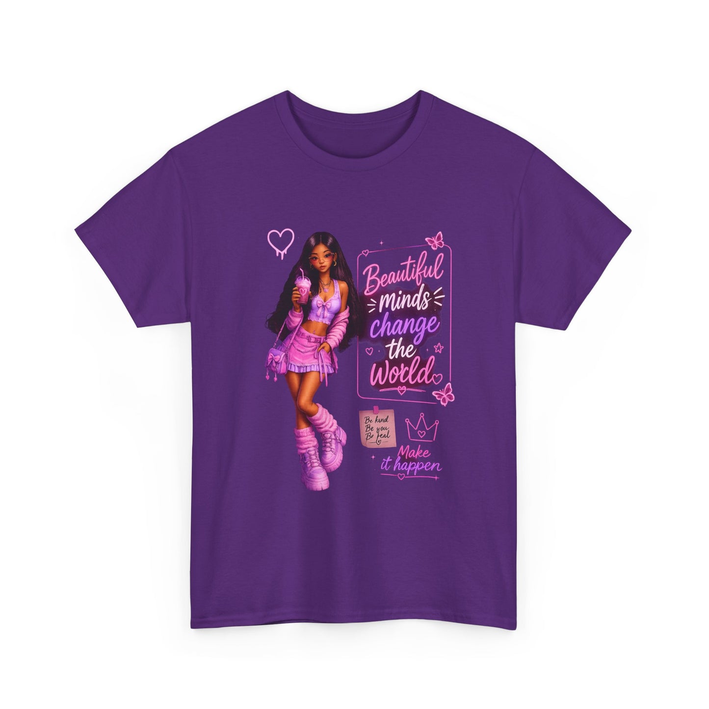 Beautiful Minds Change the World Tee - Pink Barbiecore Graphic Shirt