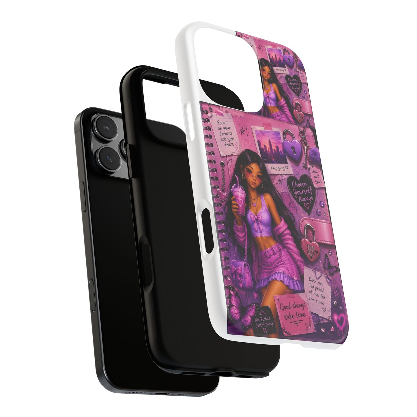 Purple Aesthetic Phone Case — Girl Collage 'Choose Yourself' Design