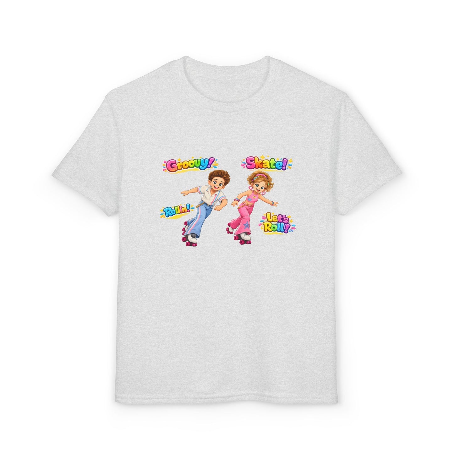 Youth Roller Skating T-Shirt — "Groovy! Skater!" Colorful Retro Kids Tee