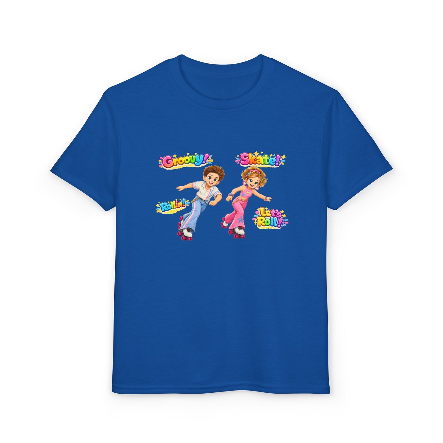 Youth Roller Skating T-Shirt — "Groovy! Skater!" Colorful Retro Kids Tee