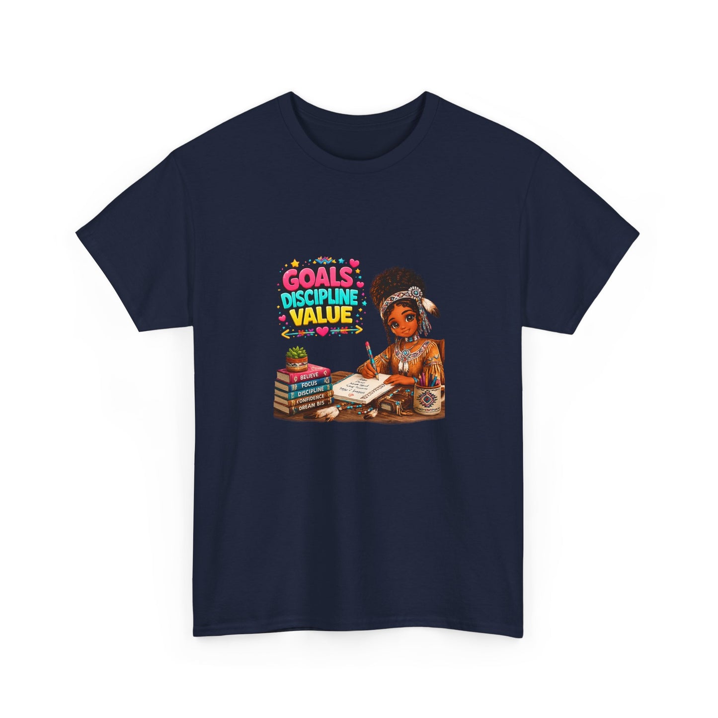 Motivational Study T-Shirt — "Goals, Discipline, Value" Graphic Tee for Students & Learners