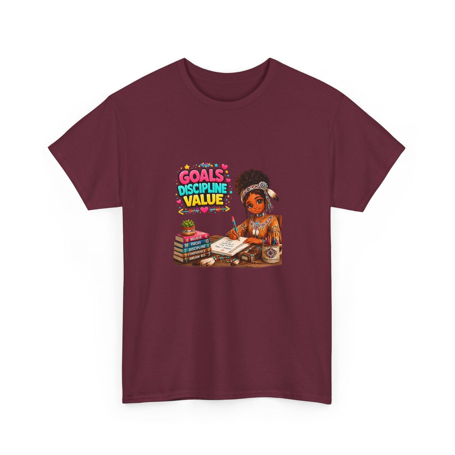 Motivational Study T-Shirt — "Goals, Discipline, Value" Graphic Tee for Students & Learners