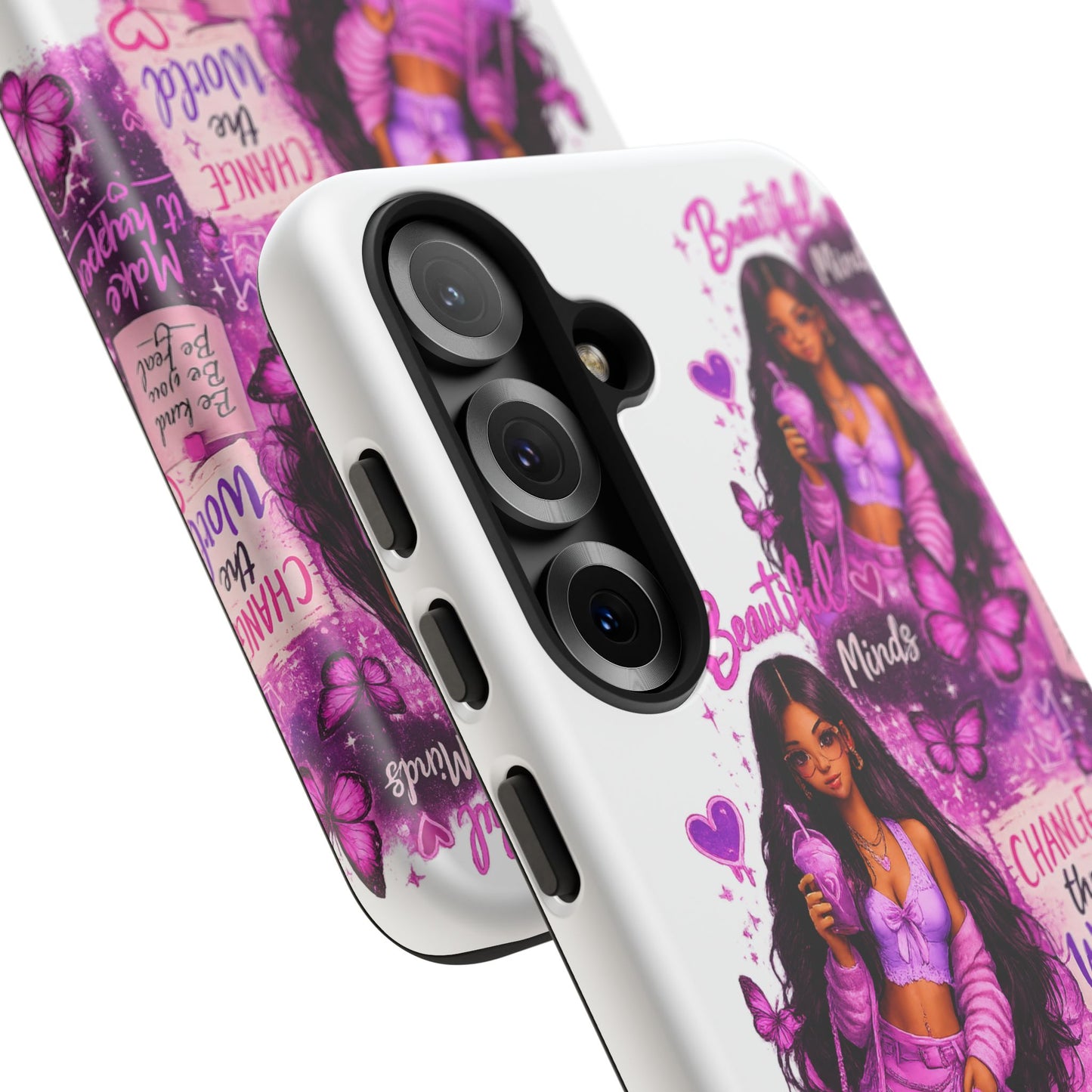 Empowered Girl Phone Case — Pink Butterfly ‘Change the World’ Design