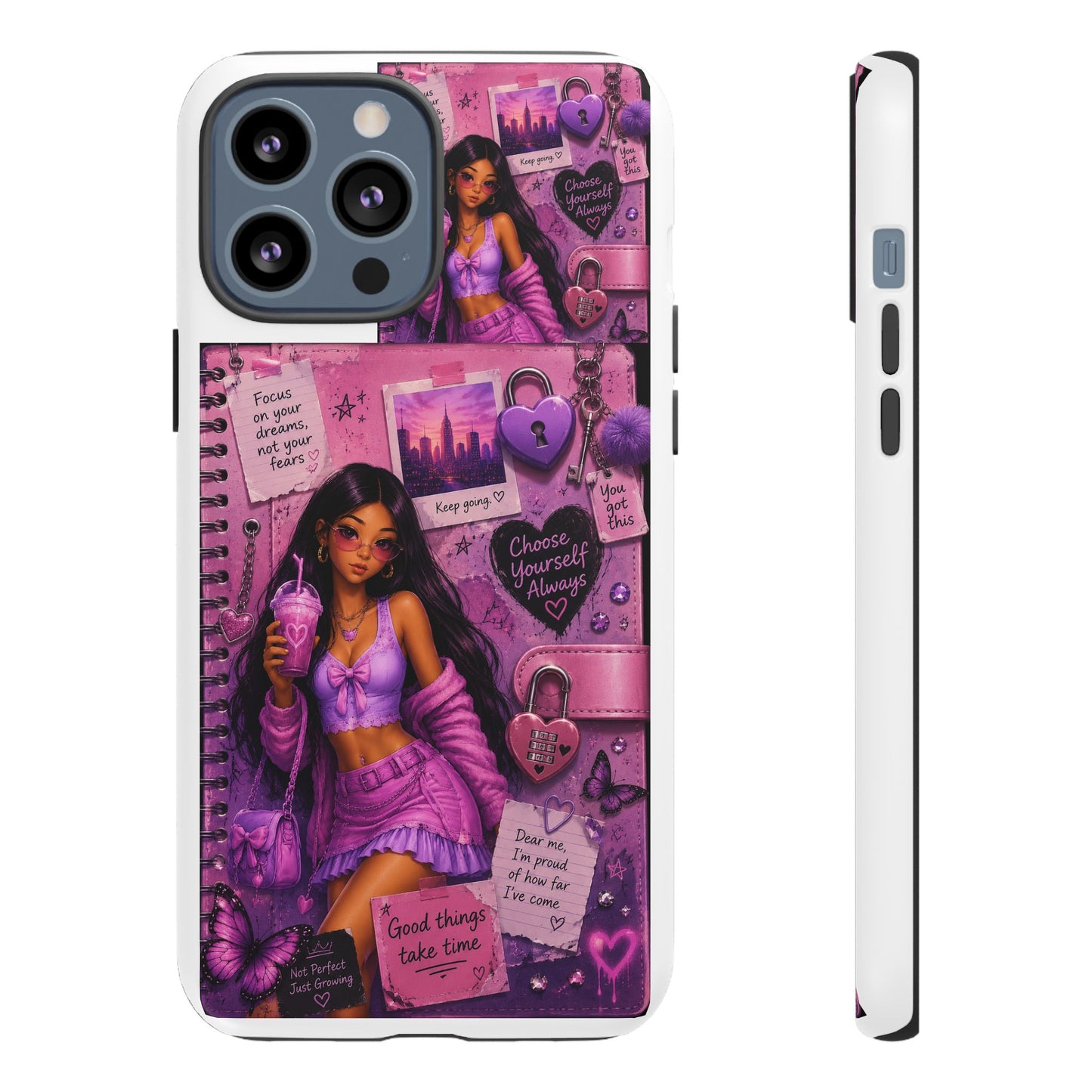 Purple Aesthetic Phone Case — Girl Collage 'Choose Yourself' Design