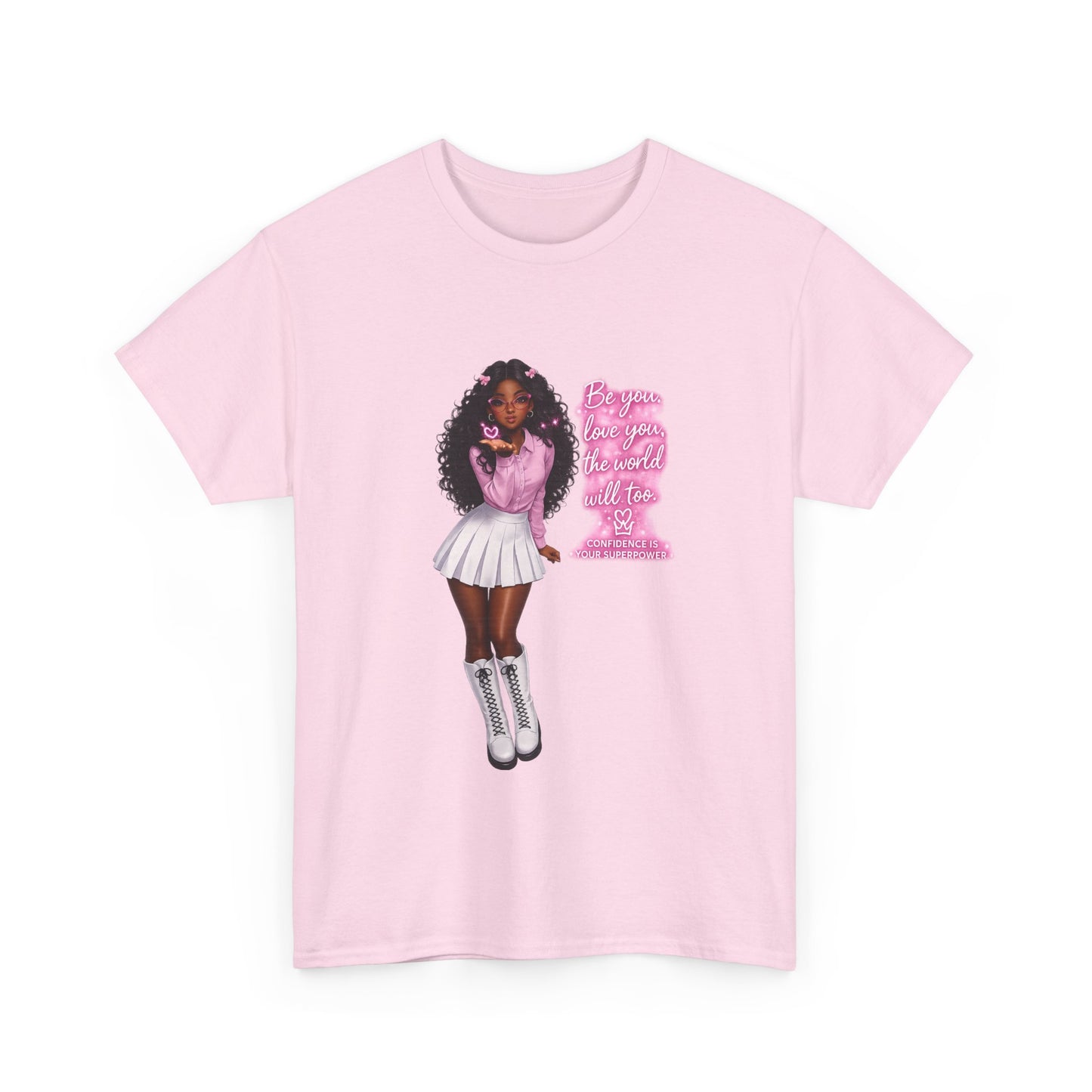 Afro Pink Cheerleader Tee – "Queen" Graphic Cotton T-Shirt
