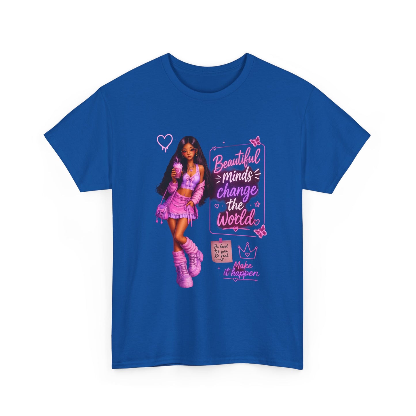 Beautiful Minds Change the World Tee - Pink Barbiecore Graphic Shirt