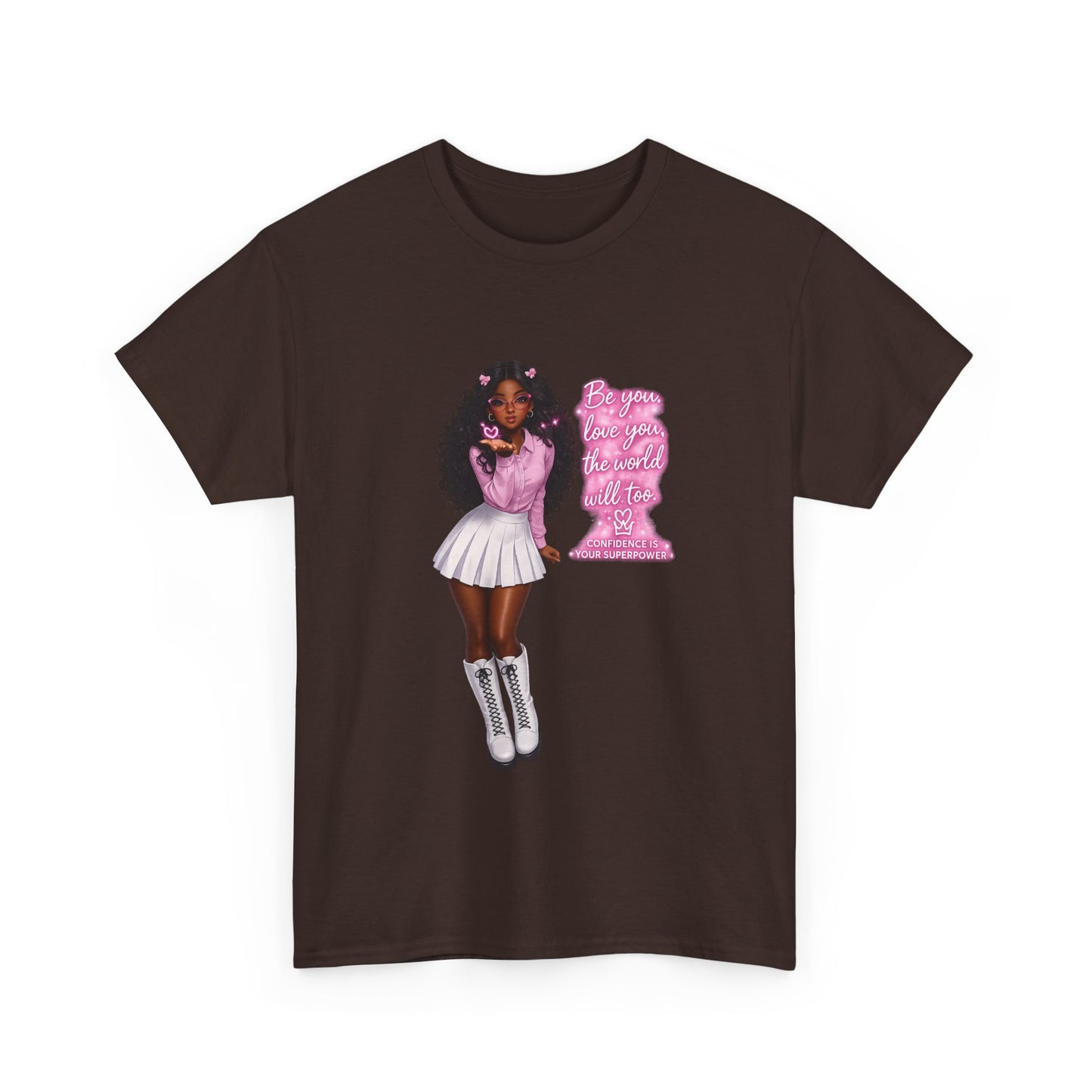 Afro Pink Cheerleader Tee – "Queen" Graphic Cotton T-Shirt