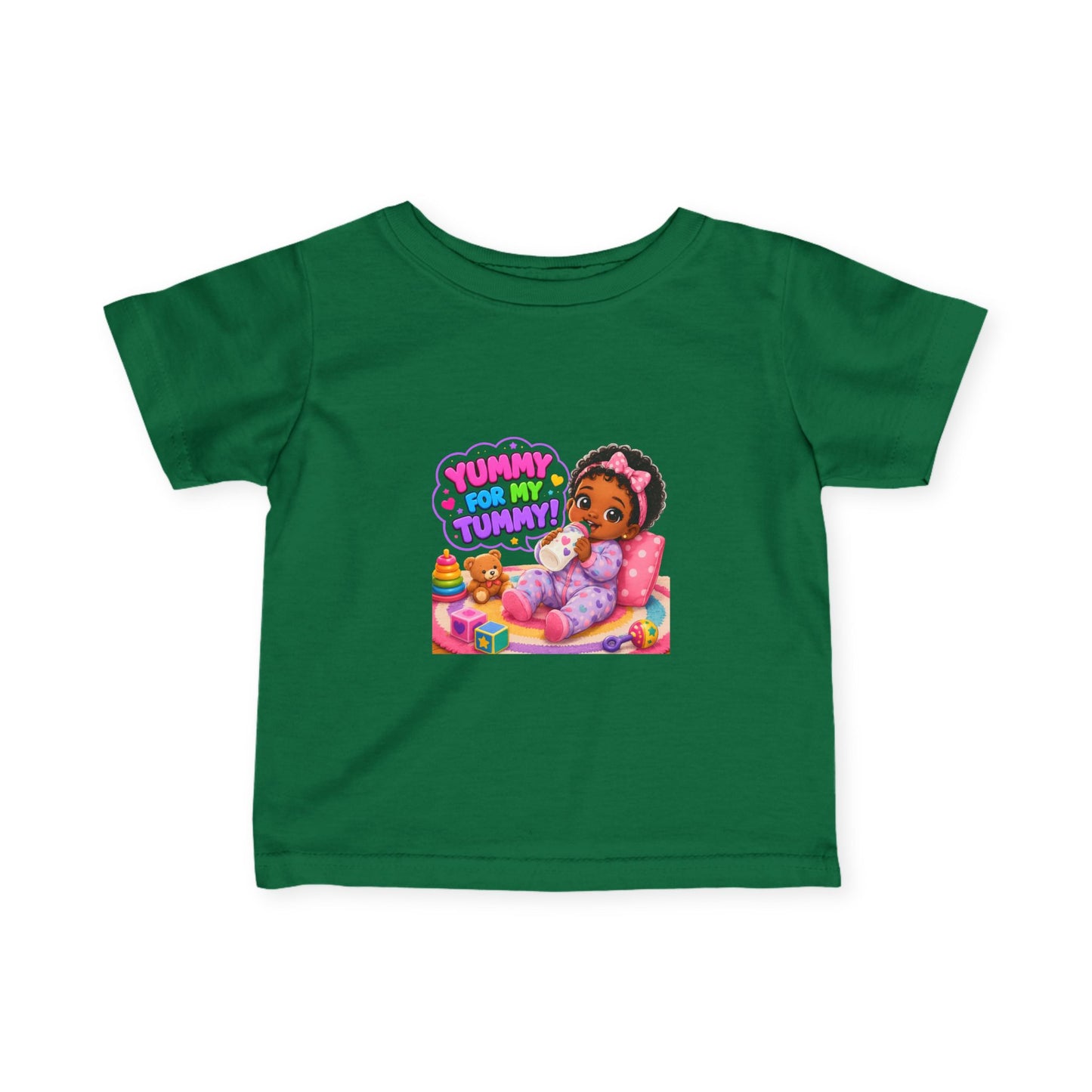 Infant Tee — "Yummy for My Tummy" Baby Girl Graphic Shirt