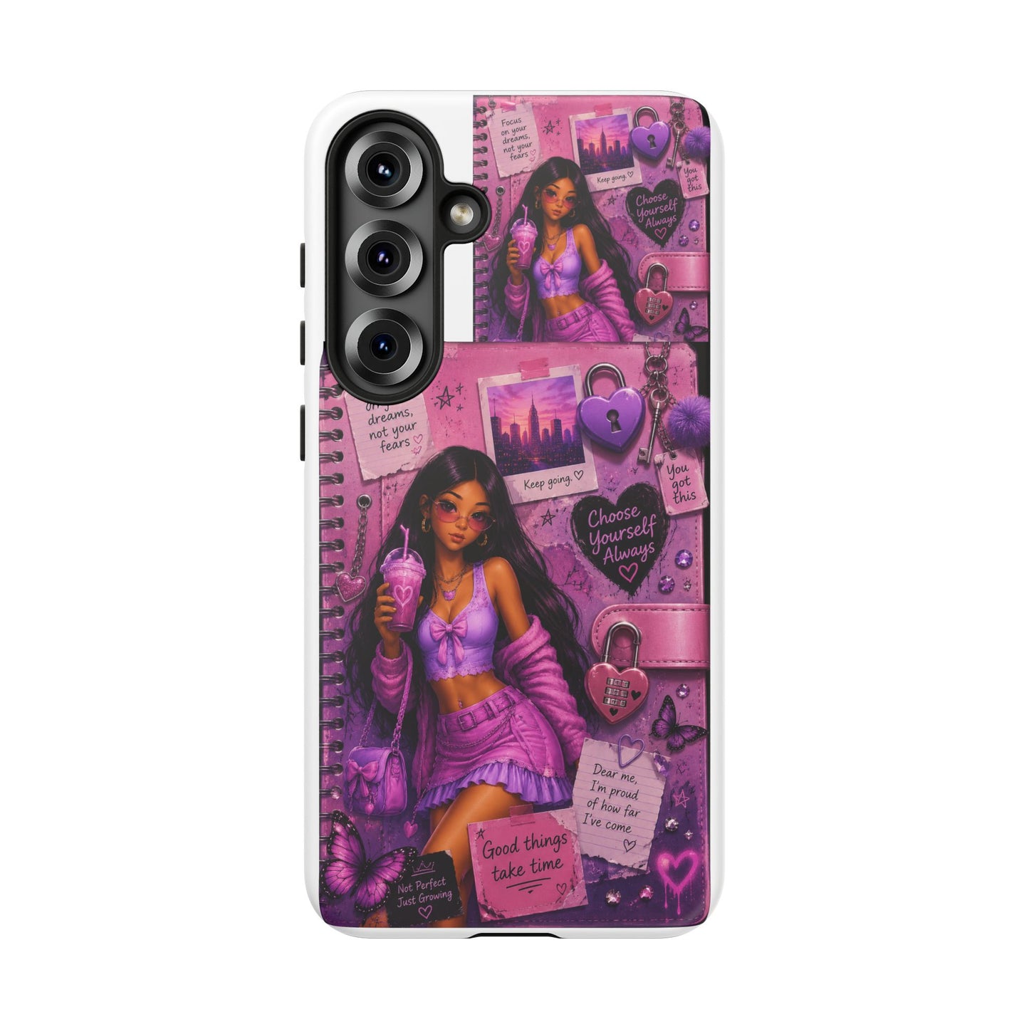 Purple Aesthetic Phone Case — Girl Collage 'Choose Yourself' Design