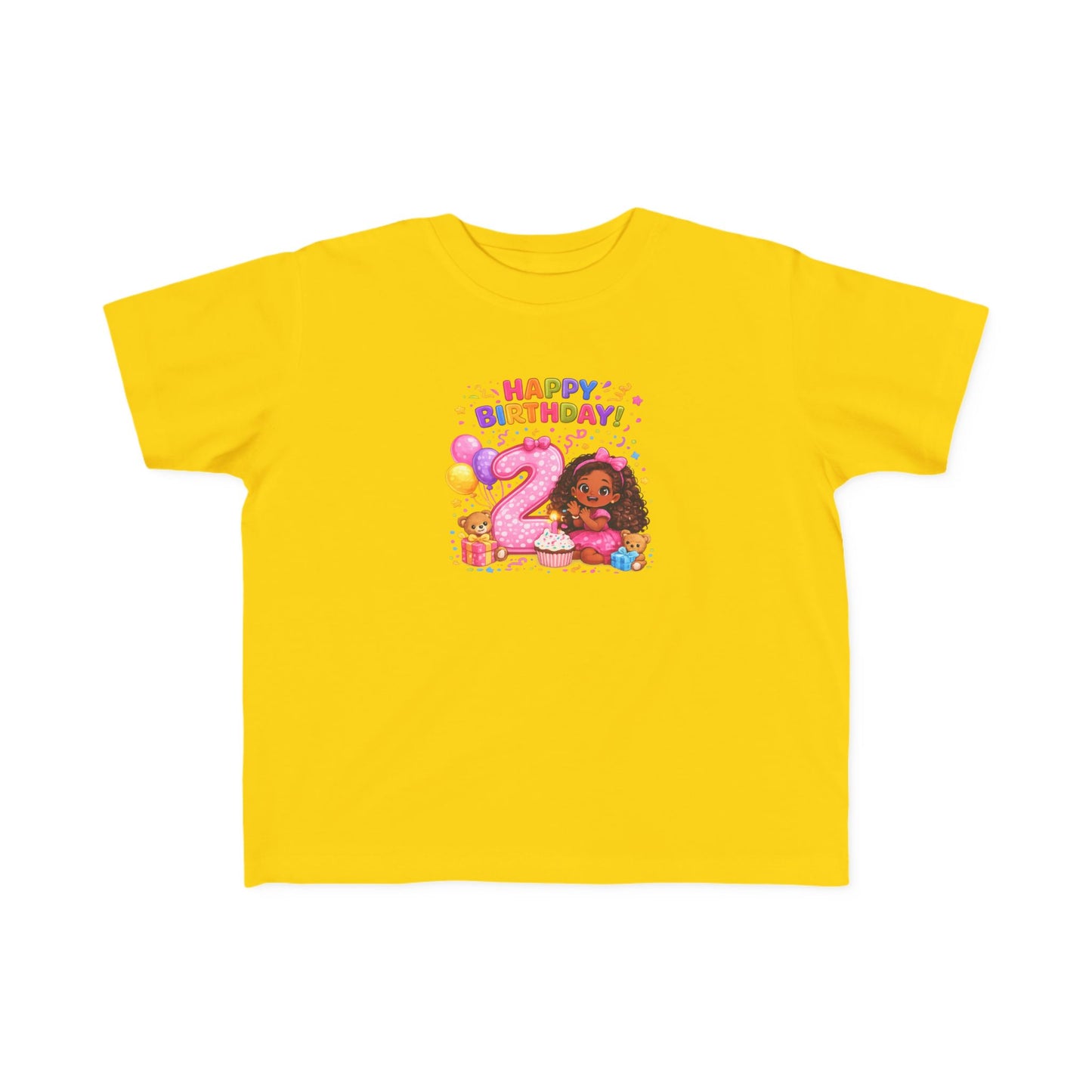 Toddler Birthday Tee — "Happy Birthday 2" Girl Balloon Party Shirt