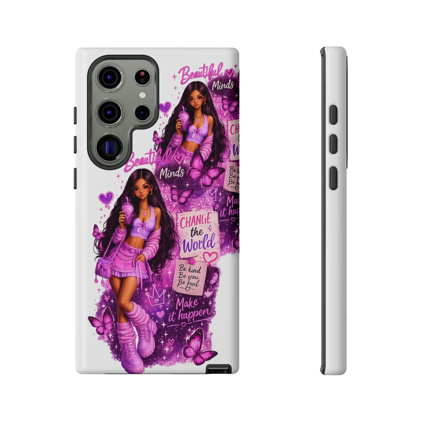 Empowered Girl Phone Case — Pink Butterfly ‘Change the World’ Design