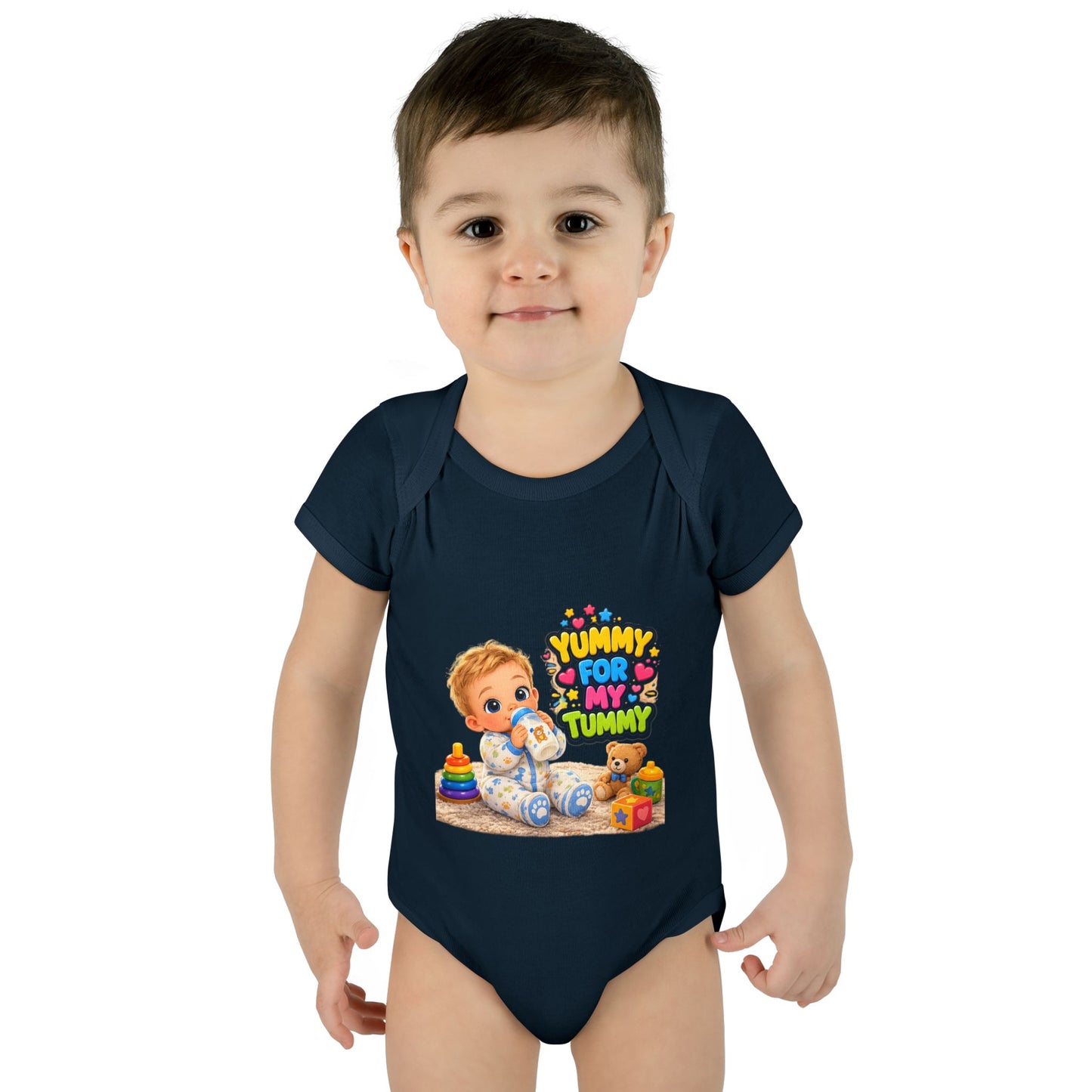 Yummy for My Tummy Baby Bodysuit — Cute Infant Feeding Onesie