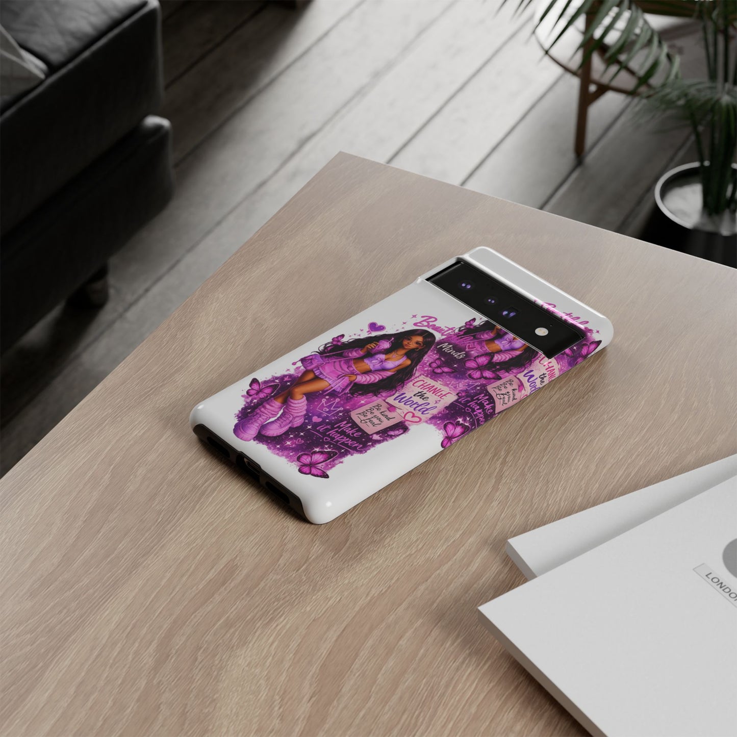 Empowered Girl Phone Case — Pink Butterfly ‘Change the World’ Design