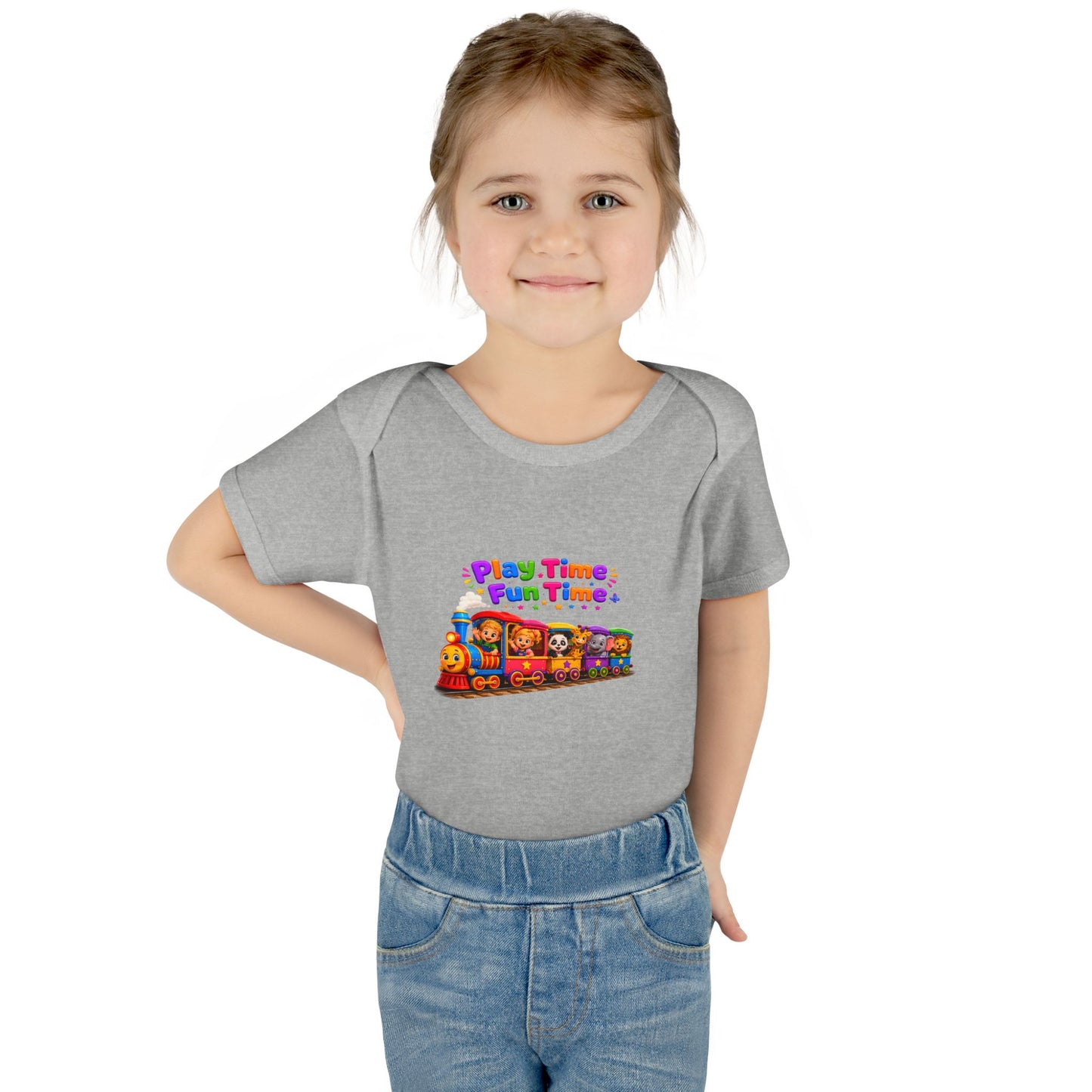 Play Time Fun Time Baby Bodysuit — Colorful Train Infant Onesie