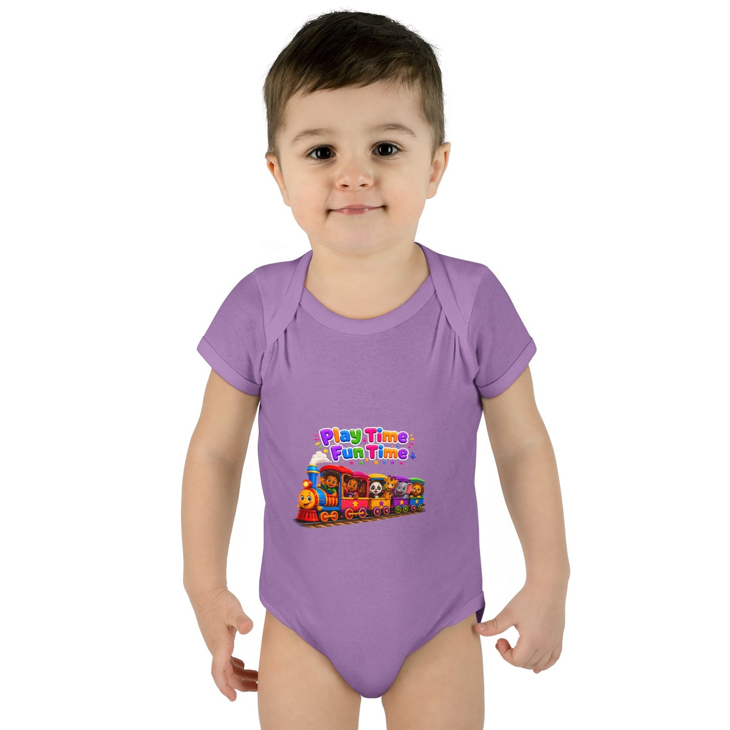 Play Time Fun Time Train Baby Bodysuit — Colorful Infant Onesie